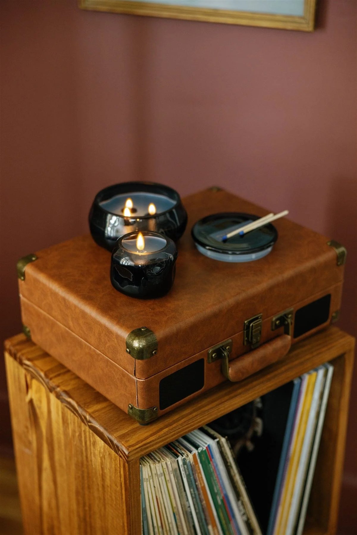 Basalt Navy Tinted Glass Candle - Rosewater Santal — alternate view 5