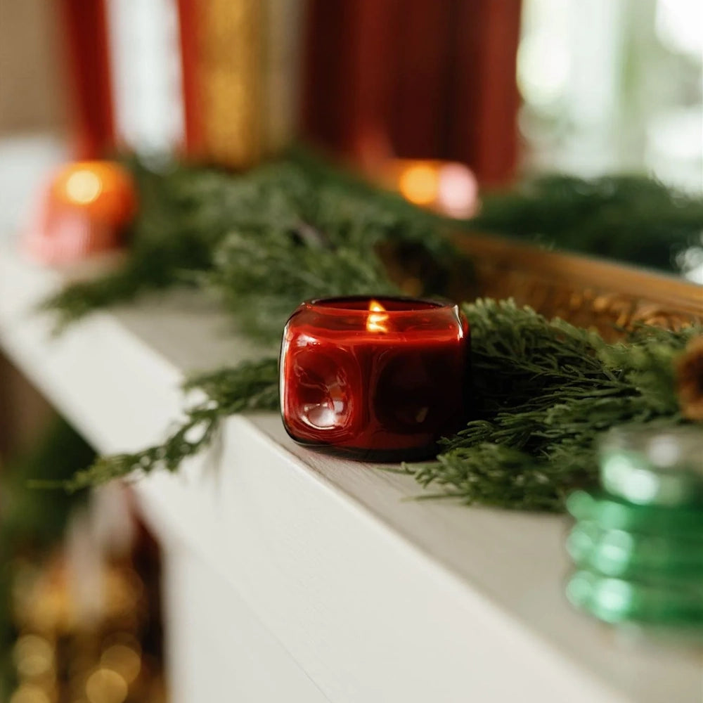 Basalt Red Tinted Glass Candle - Yuzu Woods — alternate view 3