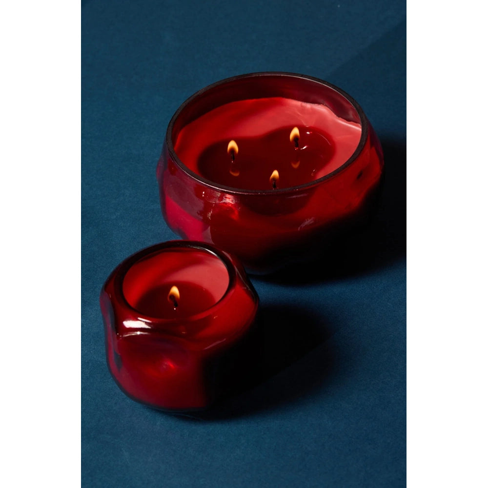Basalt Red Tinted Glass Candle - Yuzu Woods