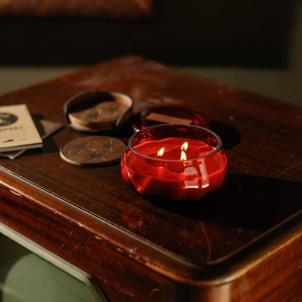 Basalt Red Tinted Glass Candle - Yuzu Woods — alternate view 5