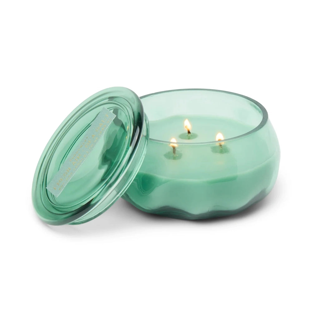 Basalt Turquoise Tinted Glass Candle - Fresh Air & Sea Salt — alternate view 4