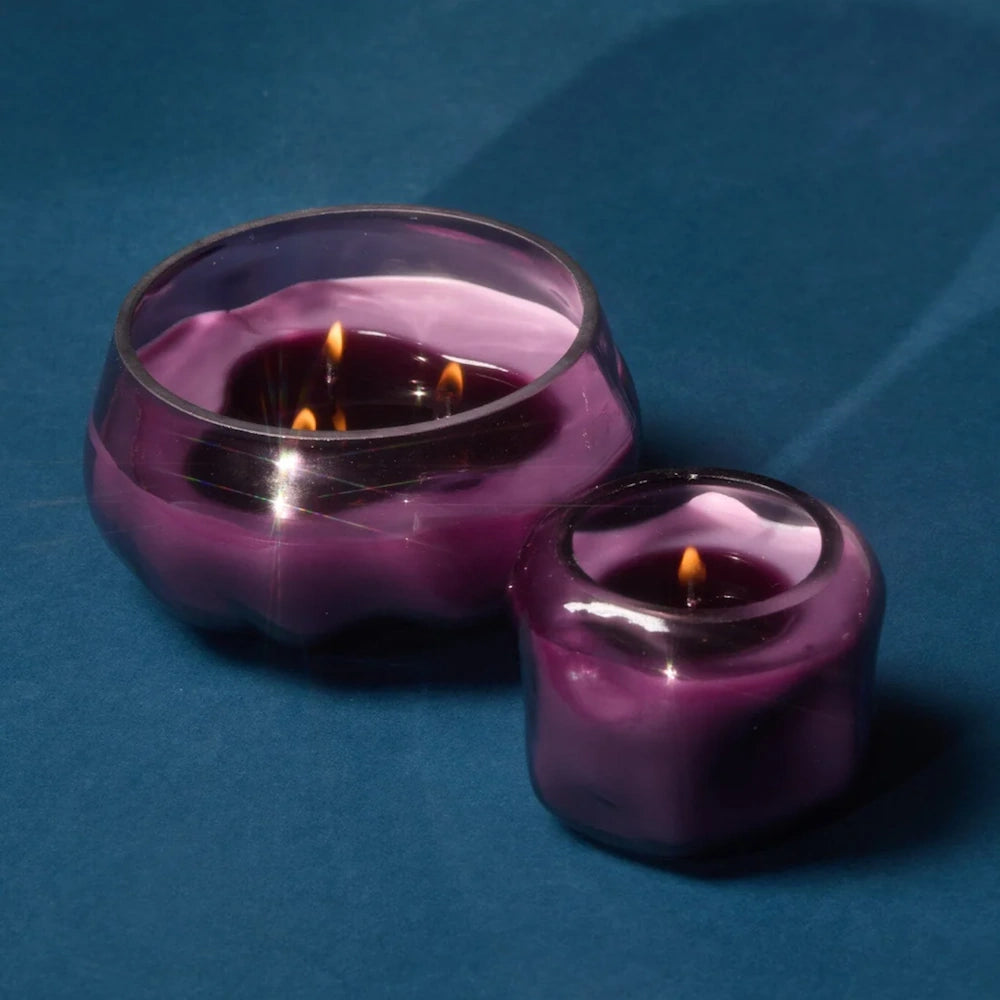 Basalt Violet Tinted Glass Candle - Violet & Vanilla