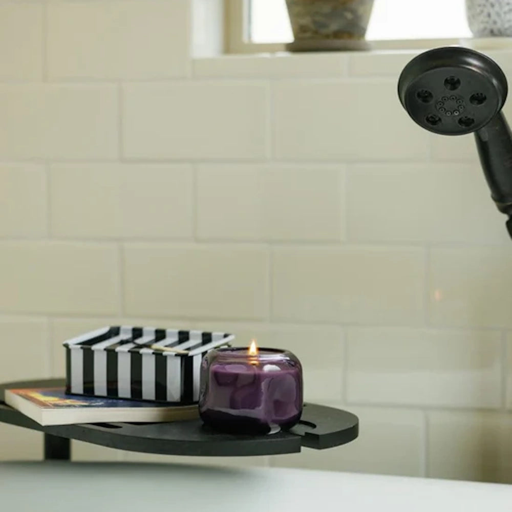 Basalt Violet Tinted Glass Candle - Violet & Vanilla — alternate view 3