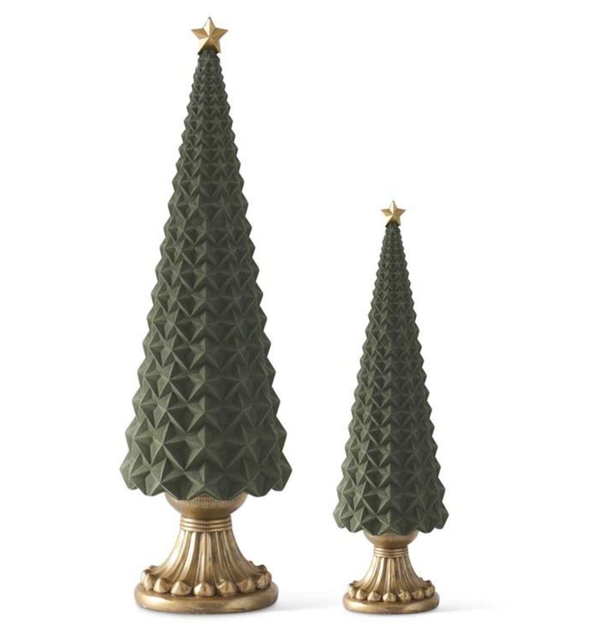 Sage Green Velvet Star Embossed Resin Tree- Small