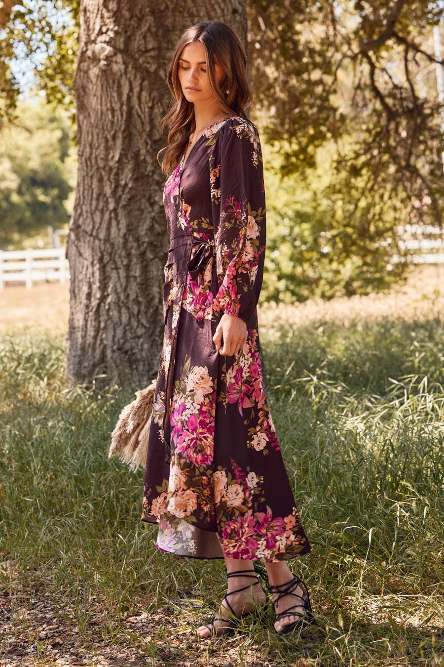 Floral Printed Wrapped Midi Dress — alternate view 6