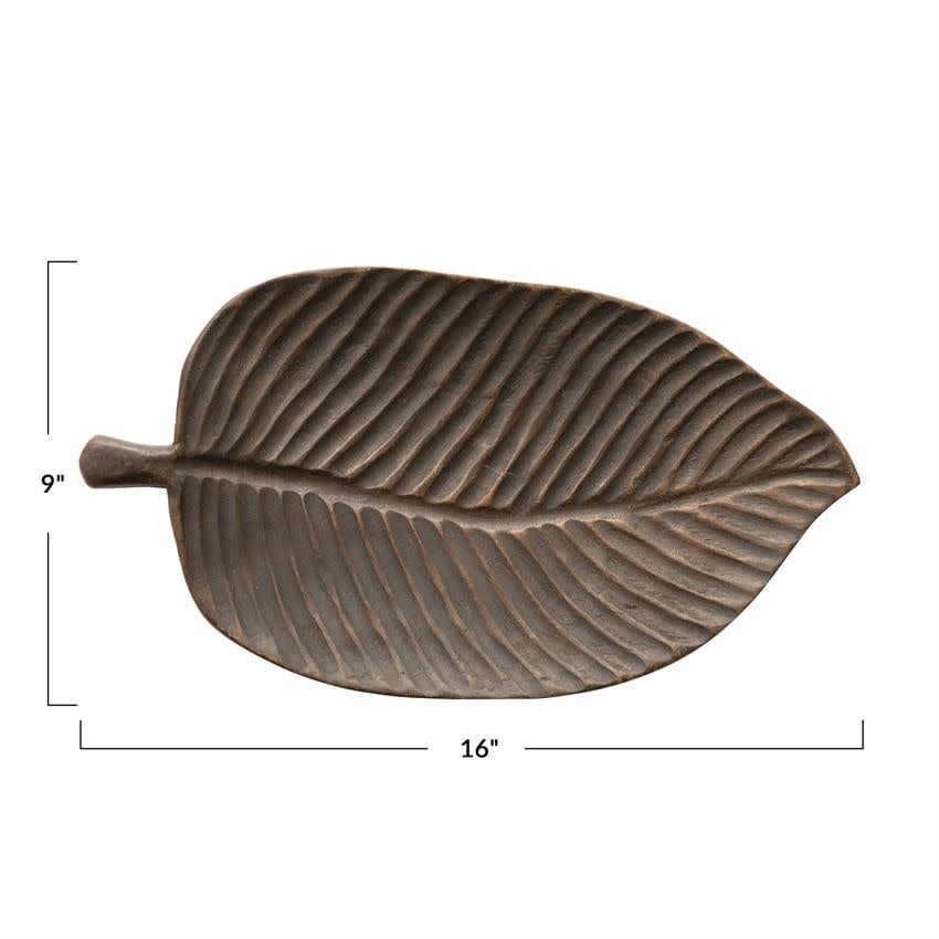 Decorative Hand-Carved Mango Wood Leaf Tray — alternate view 8