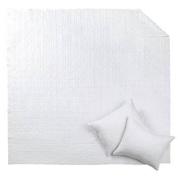 Melange White Stitch Quilt Set Full/Queen — alternate view 3