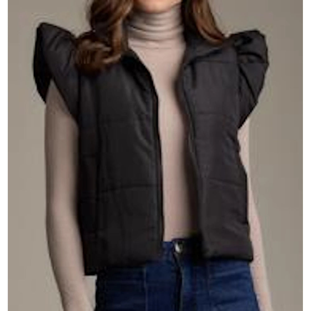 Black Lile Ruffle Quilted Vest — alternate view 5