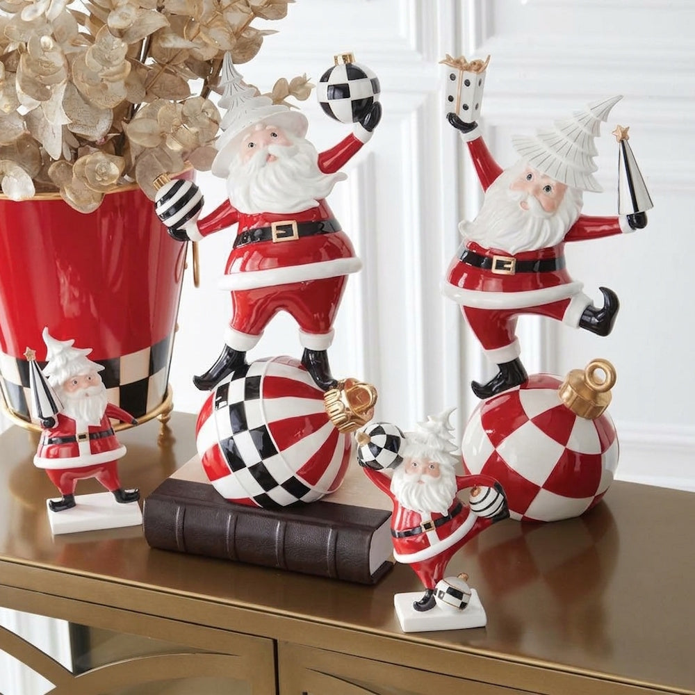 Black White & Red Resin Santas