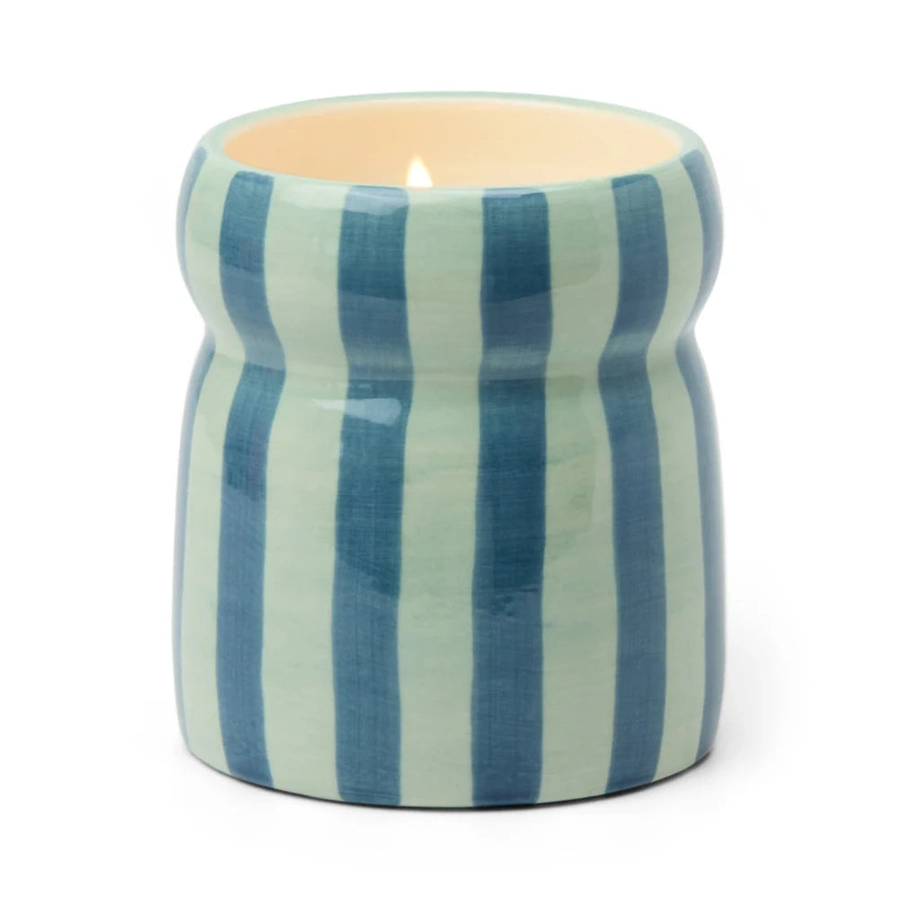 Blue/Navy Striped Cabana with Lid Candle - Warm Cider — alternate view 3