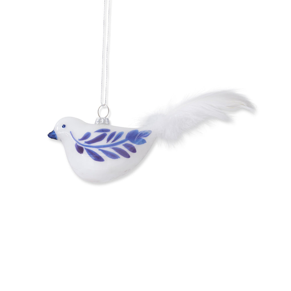 Blue & White Glass Bird Ornaments with Feather Tails — alternate view 4