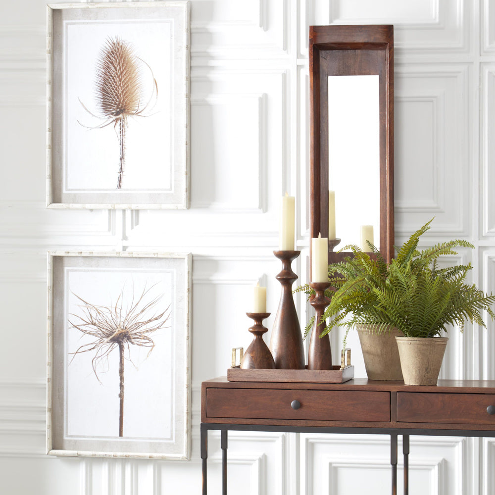 Small Brown Wood Hourglass Shaped Candleholder — alternate view 3