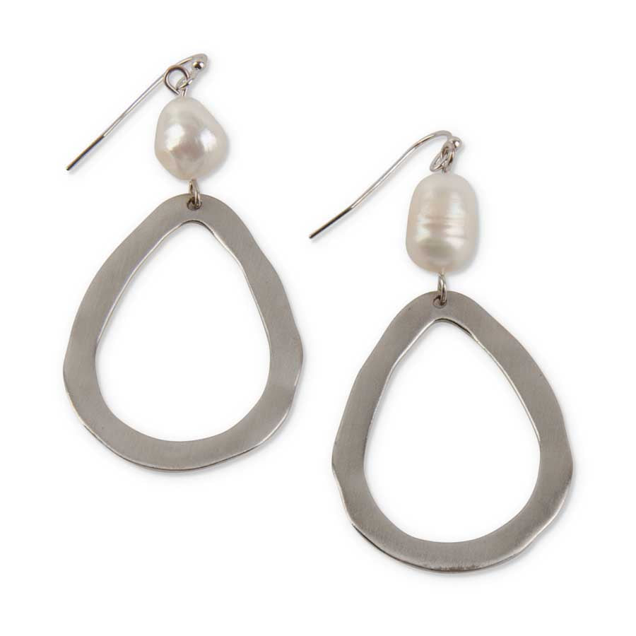 Silver Hoop with Fresh Water Pearl Earring