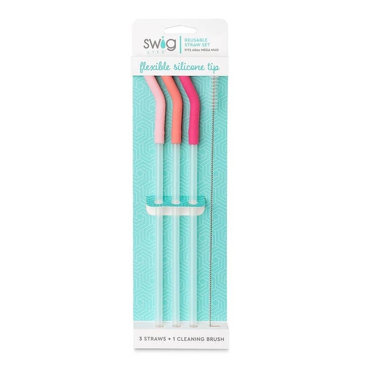 Blush/Coral/Pink Reusable Straw Set (40oz Mega Mug)