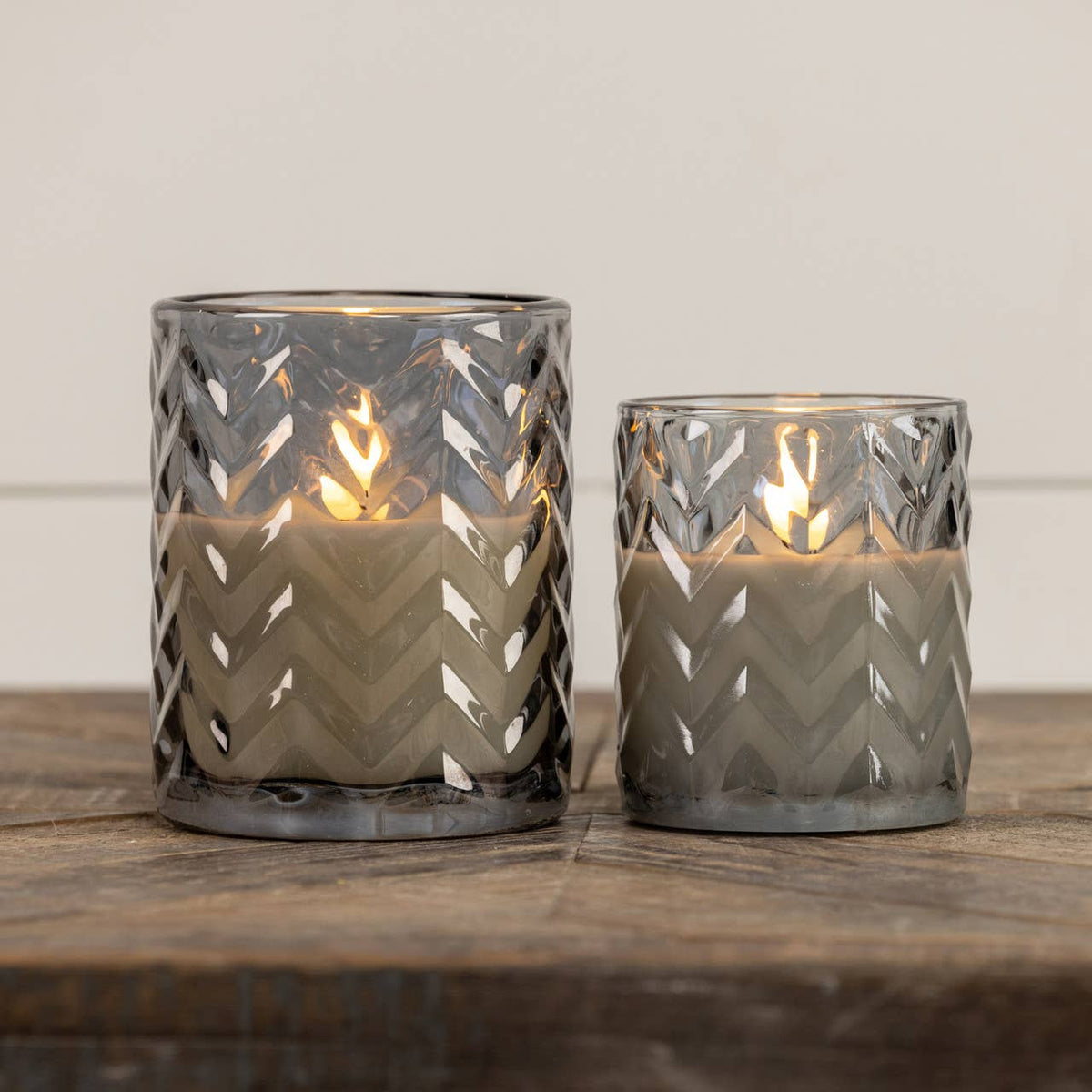 Grey Chevron Glass 3D Flame Candle — alternate view 3