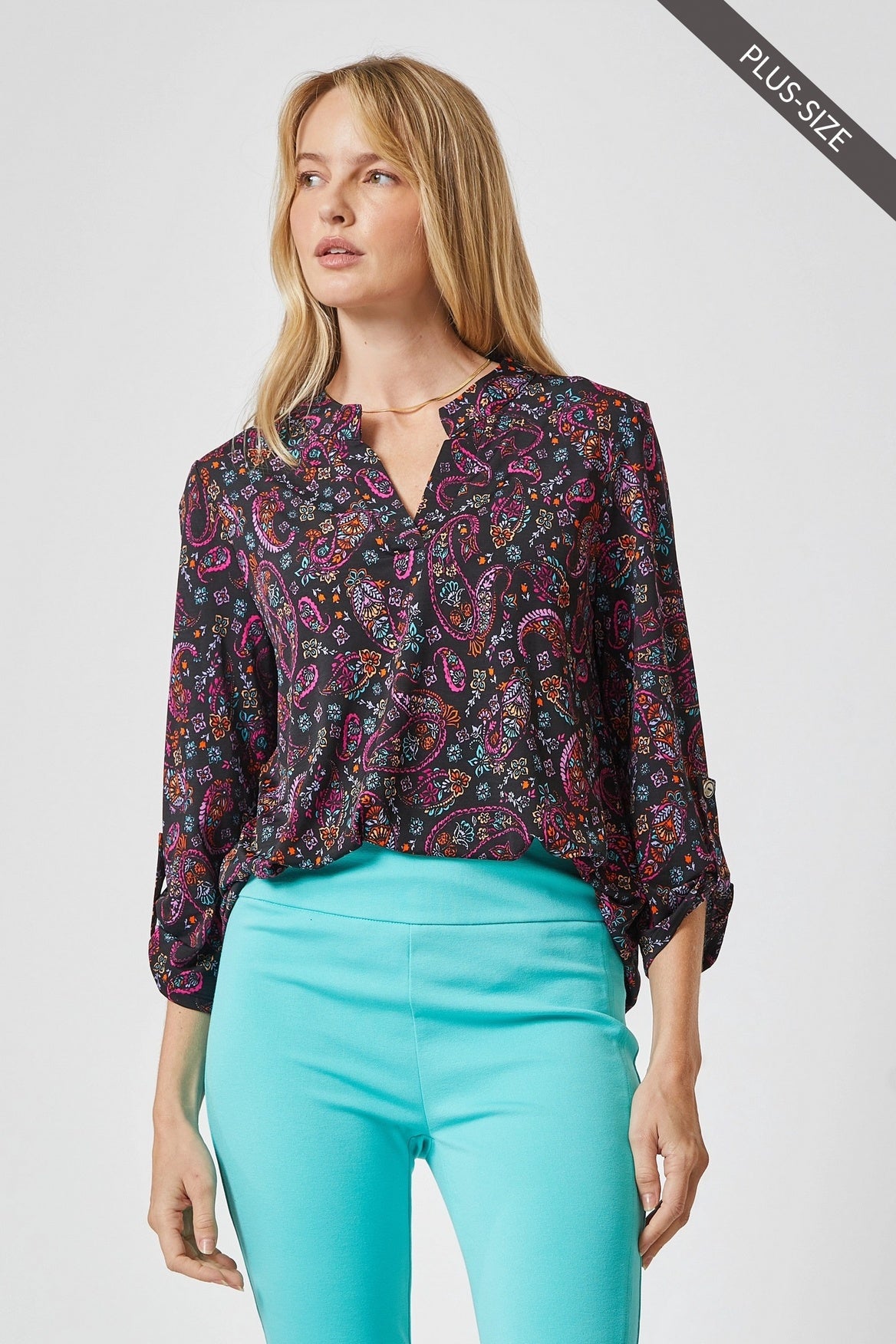 Medallion  3/4 Sleeve Lizzy Wrinkle Free Blouse