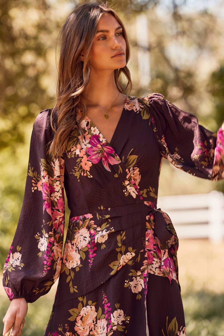 Floral Printed Wrapped Midi Dress — alternate view 3