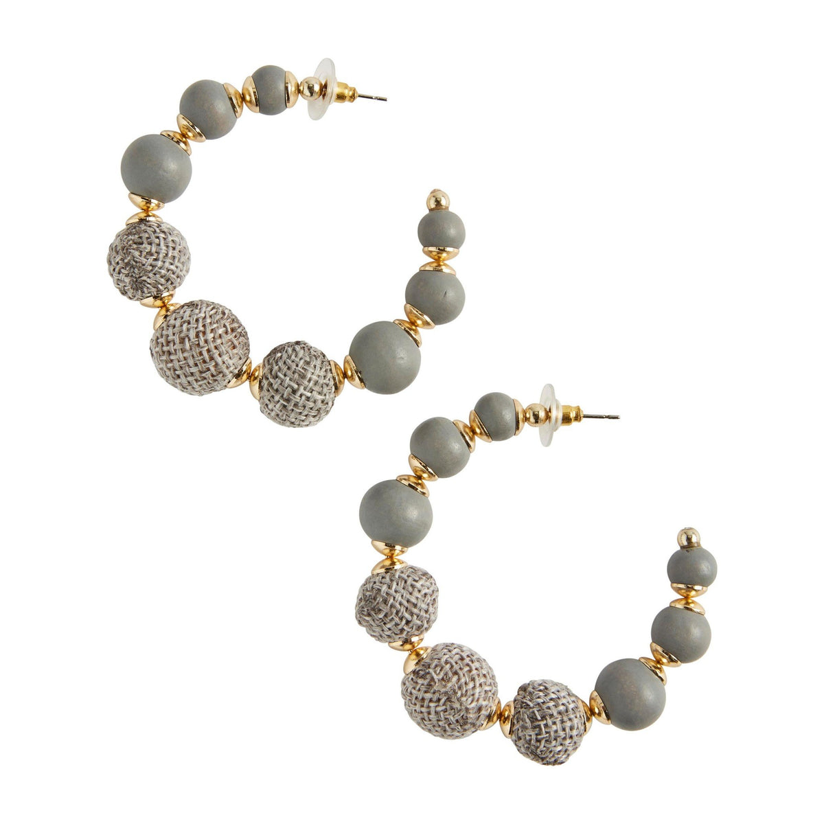 Jute Wrapped Hoop Earrings- Gray