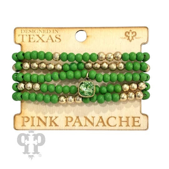 Green Wood Bead Bracelet Set