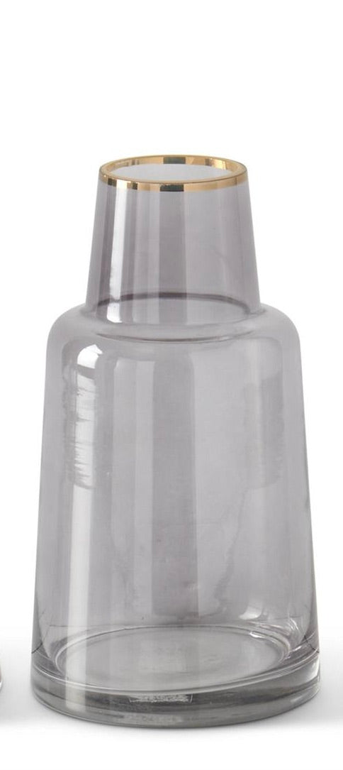 Gray Glass Vase With Gold Rim — alternate view 4