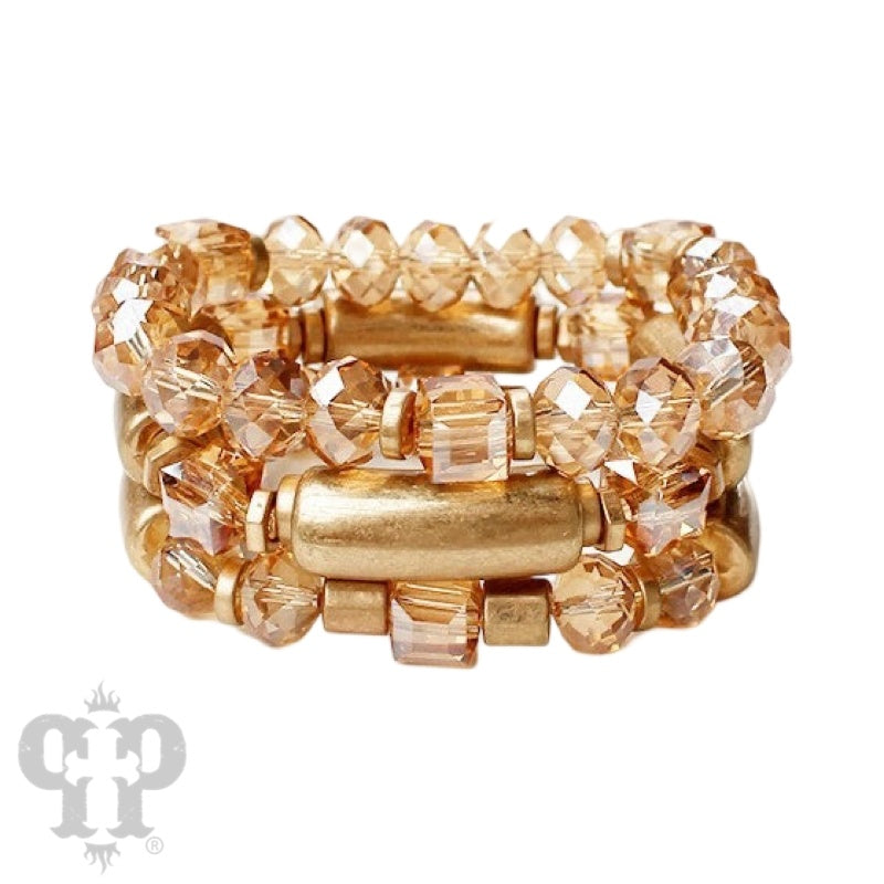 Gold and Crystal Bead Bracelet Stack