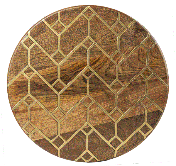 Brass Geo Inlay Lazy Susan — alternate view 2