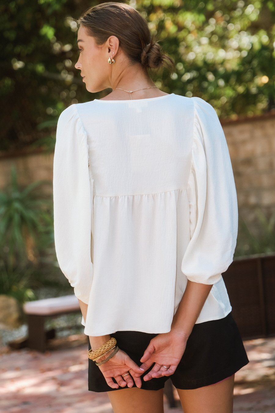 Solid Airflow Batwing 3/4 Sleeve Top — alternate view 3