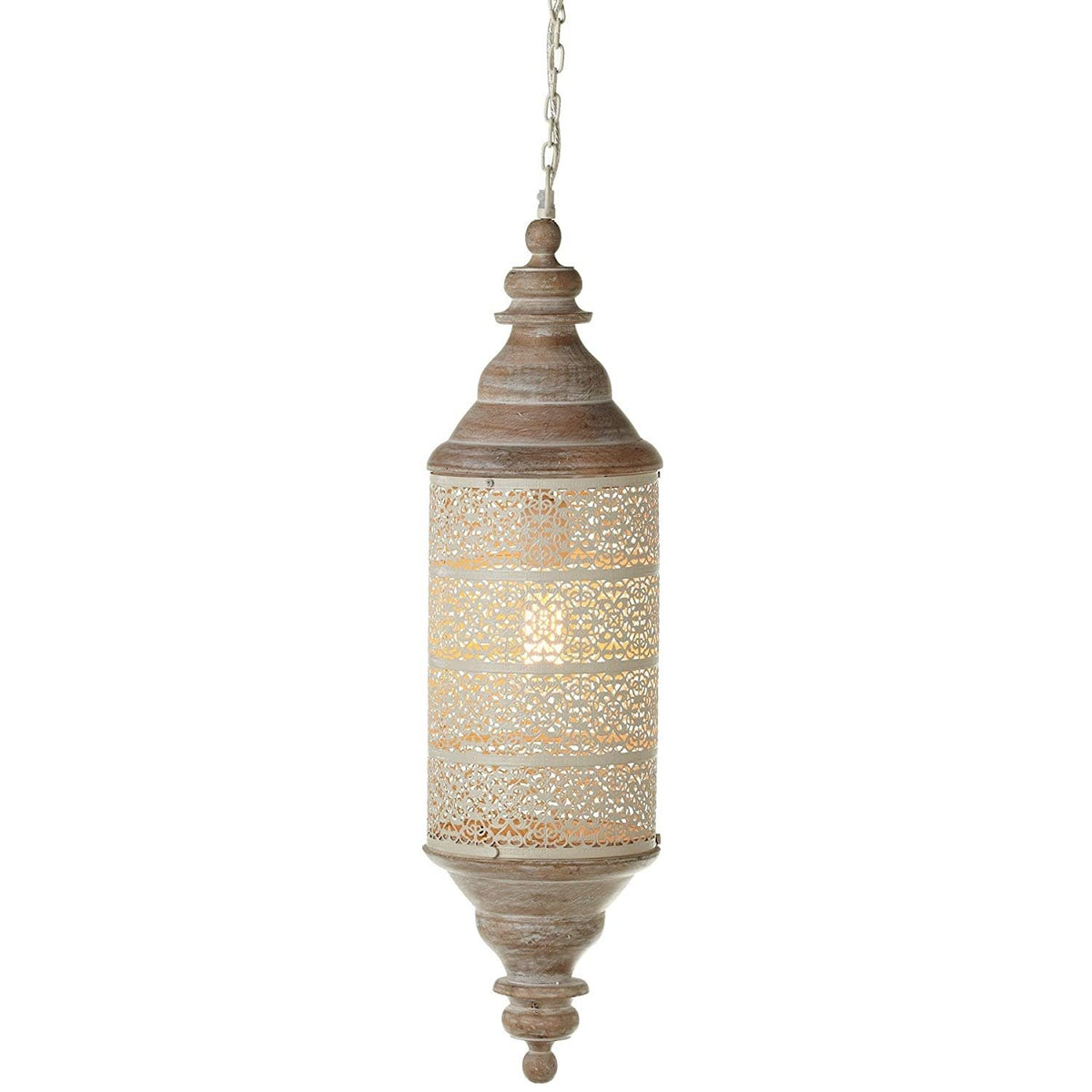Whitewash Cylindrical Lantern Pendant with Cutouts — alternate view 2