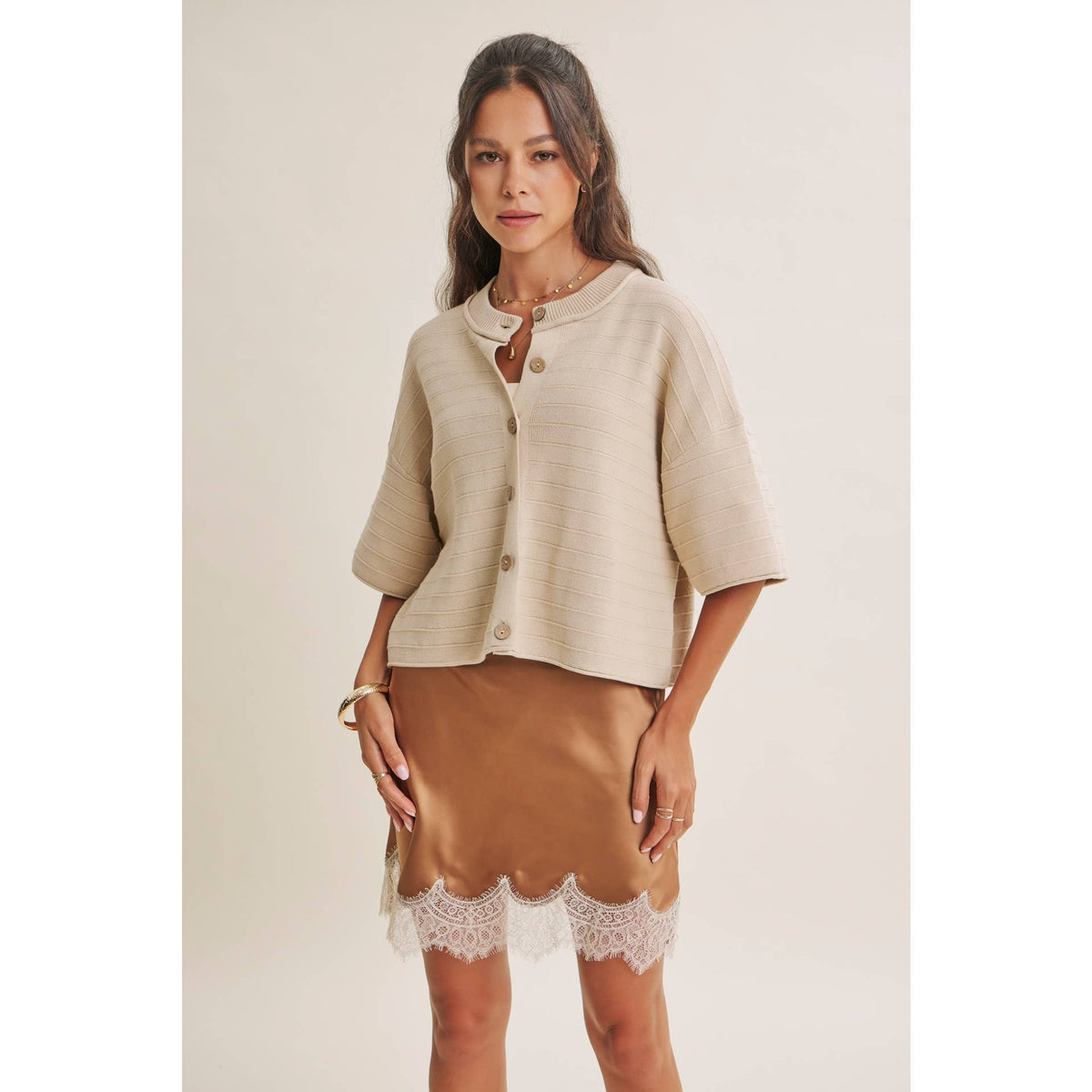 Sunlit Terrace Textured Stripe Cardigan — alternate view 2
