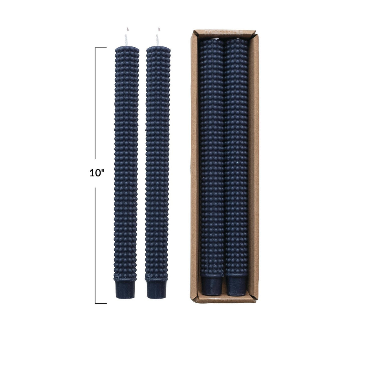 Unscented Hobnail Taper Candles, Navy, Set of 2 — alternate view 4