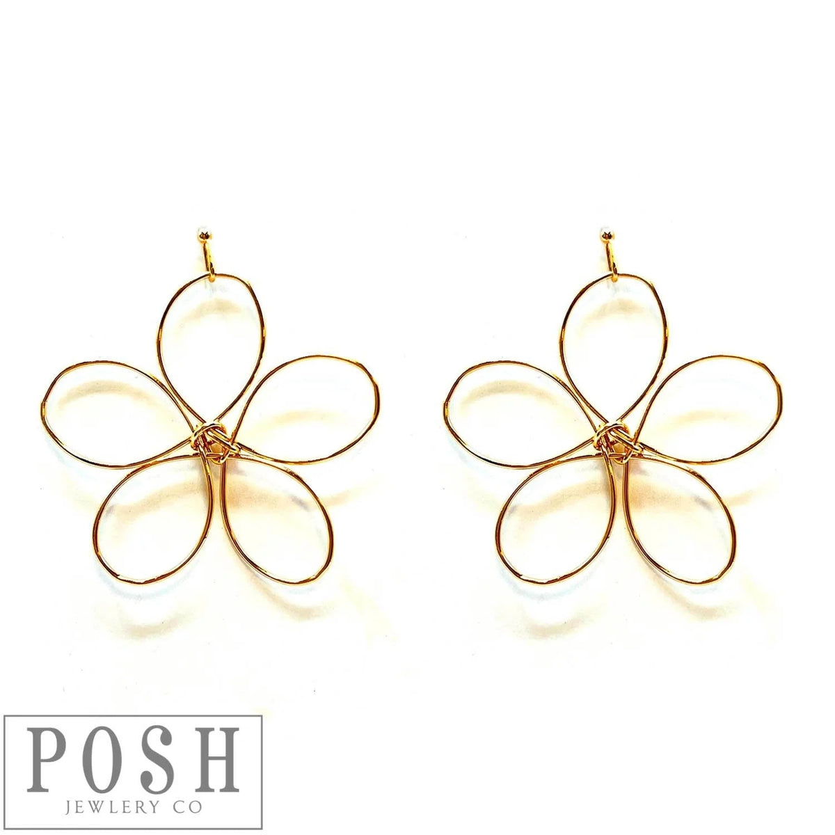 Gold Wire Wrapped Flower Earring