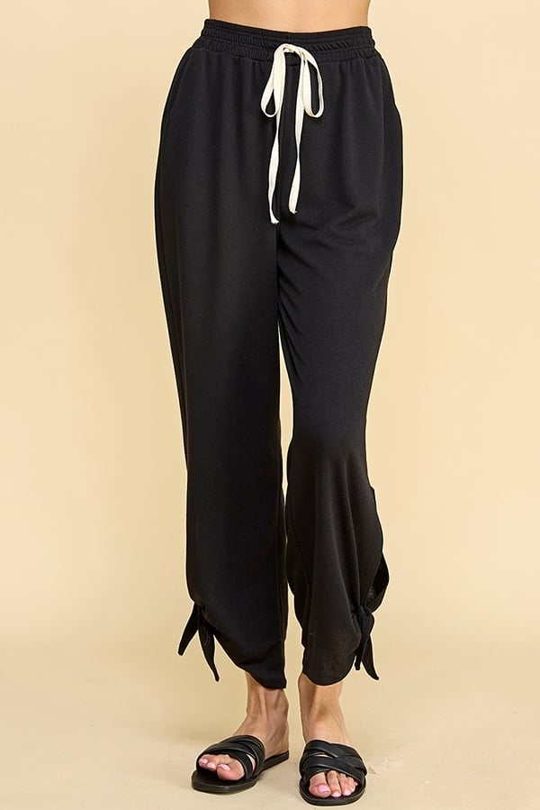 Women Side Split and Tie Jogger W Waist String
