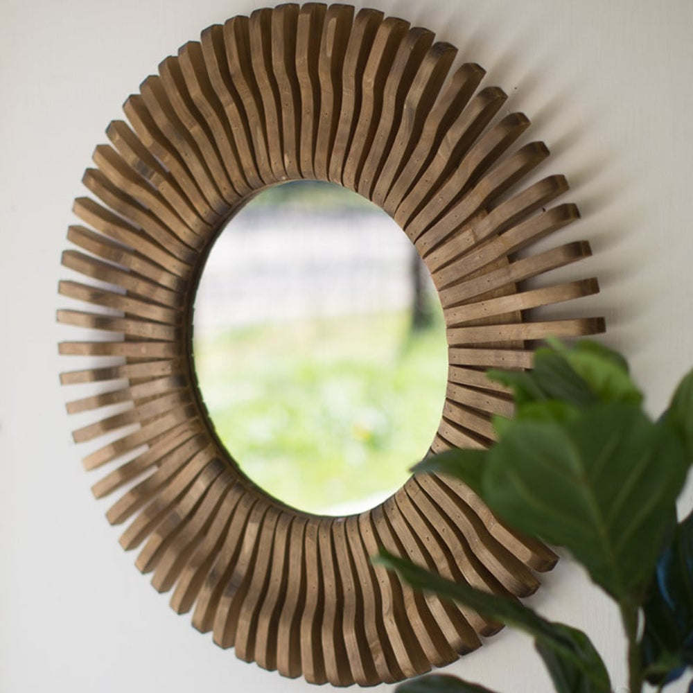 Round Wooden Mirror
