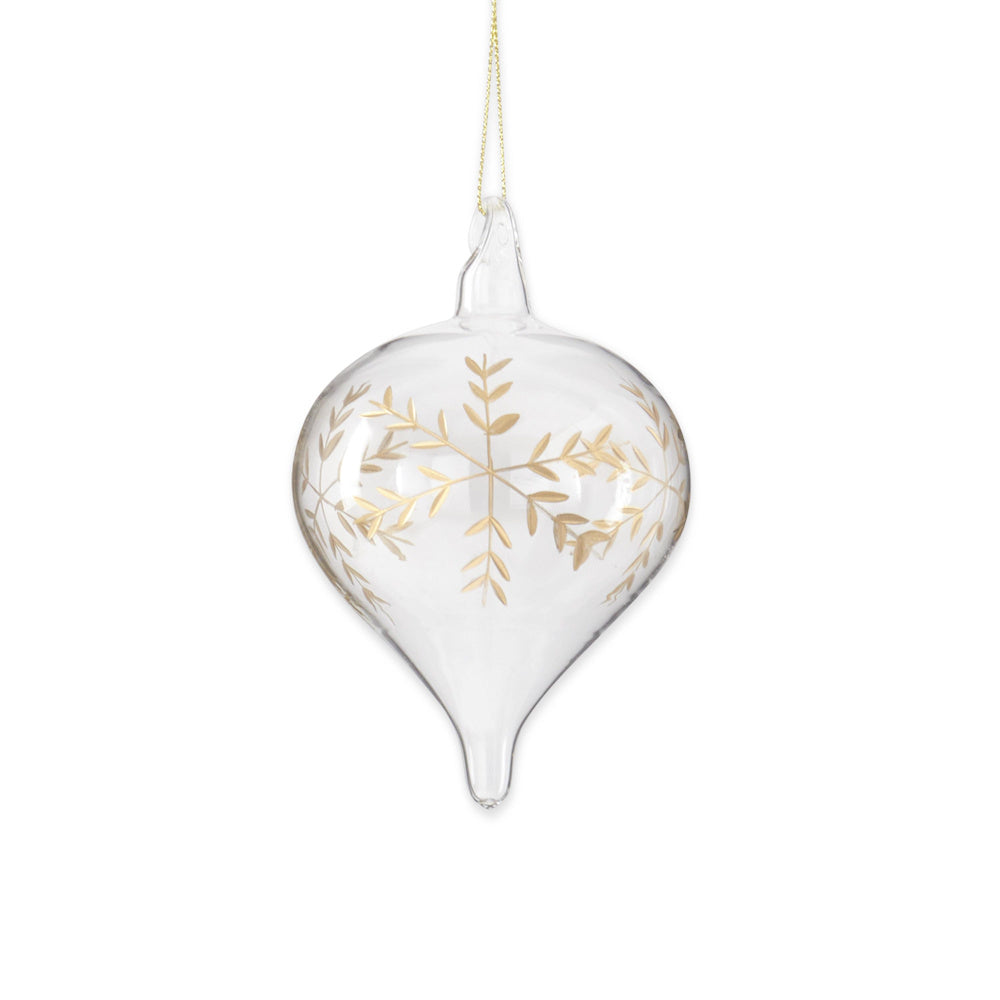 Clear Glass Gold Etched Snowflake Ornaments — alternate view 3