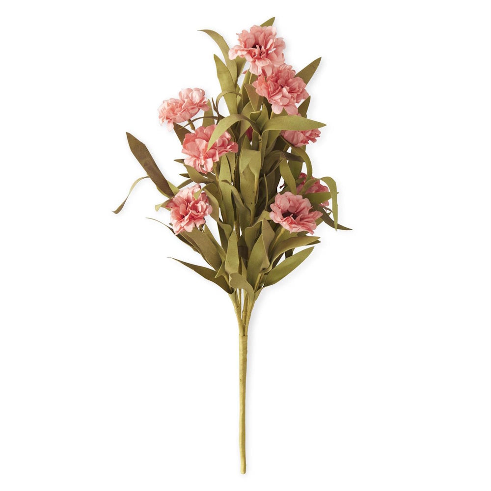 Artificial coral oriental poppy bush with green EVA foliage.