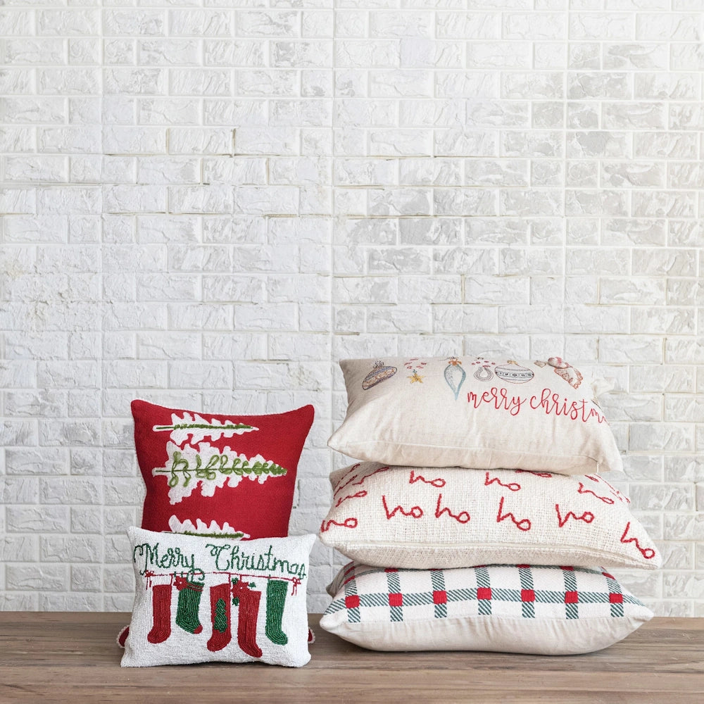 Cotton Lumbar Pillow "Ho Ho Ho"
