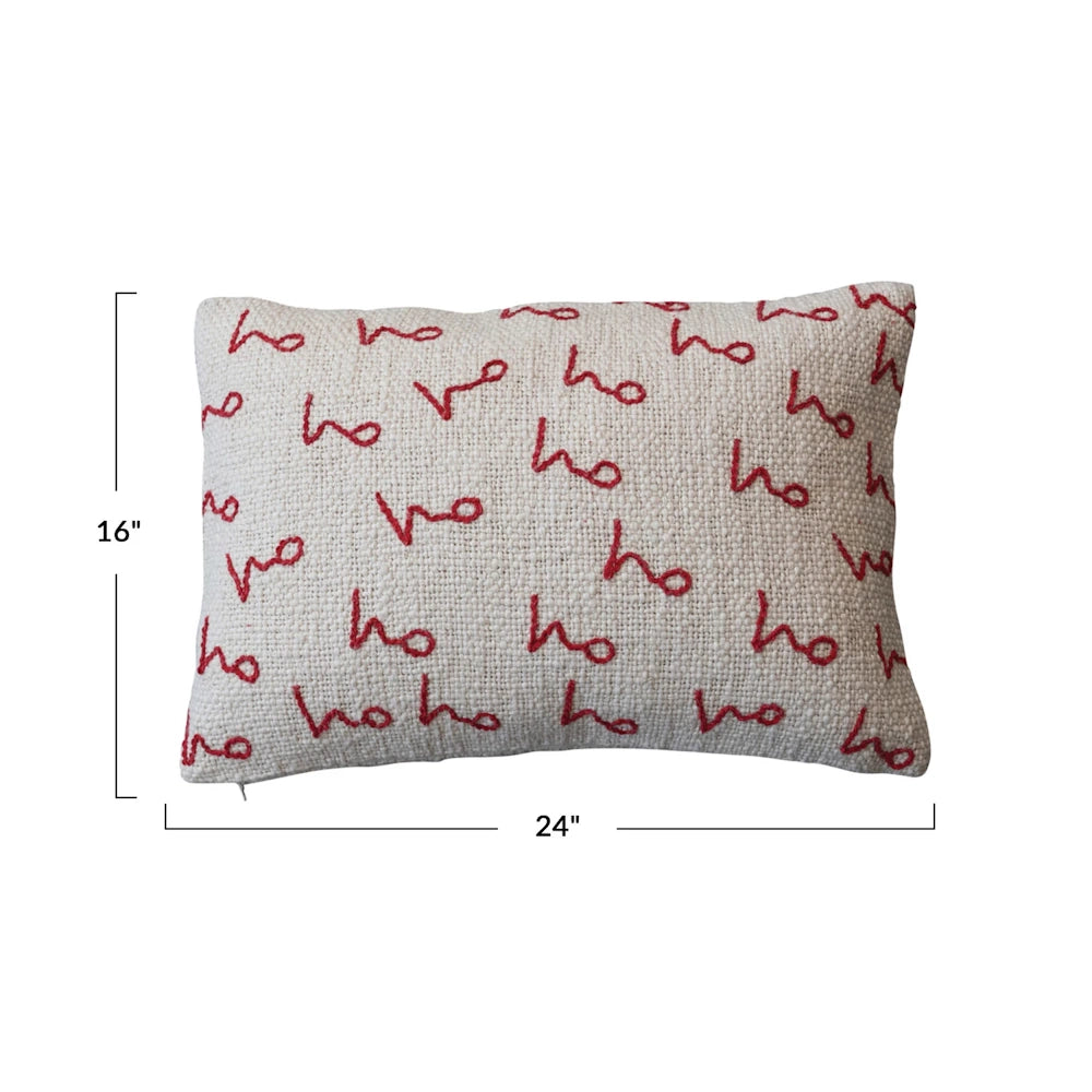Cotton Lumbar Pillow "Ho Ho Ho" — alternate view 4