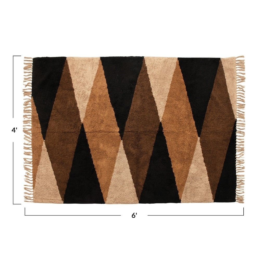 4' x 6' Cotton Tufted Print Rug with Fringe, Multi Color — alternate view 3