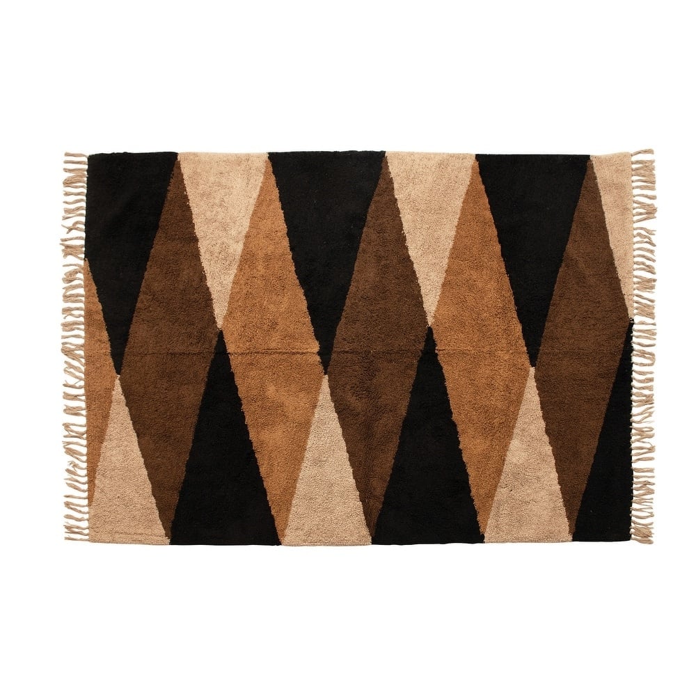 4' x 6' Cotton Tufted Print Rug with Fringe, Multi Color — alternate view 2