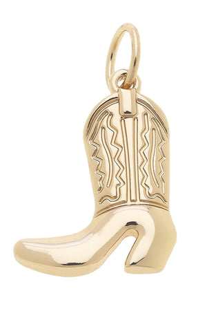 Shiny Gold With Enamel Charm Cowboy Boot