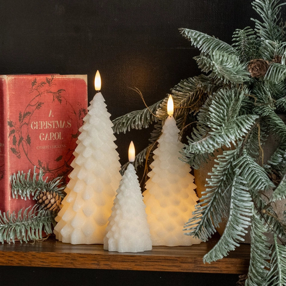 Cream 3D Flame Fir Tree Candle — alternate view 2