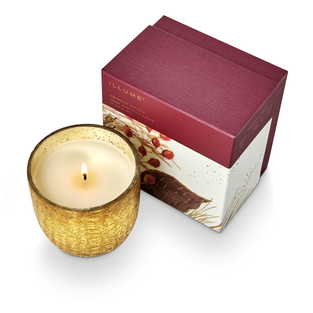 Crimson Woods Large Boxed Crackle Glass Candle — alternate view 2