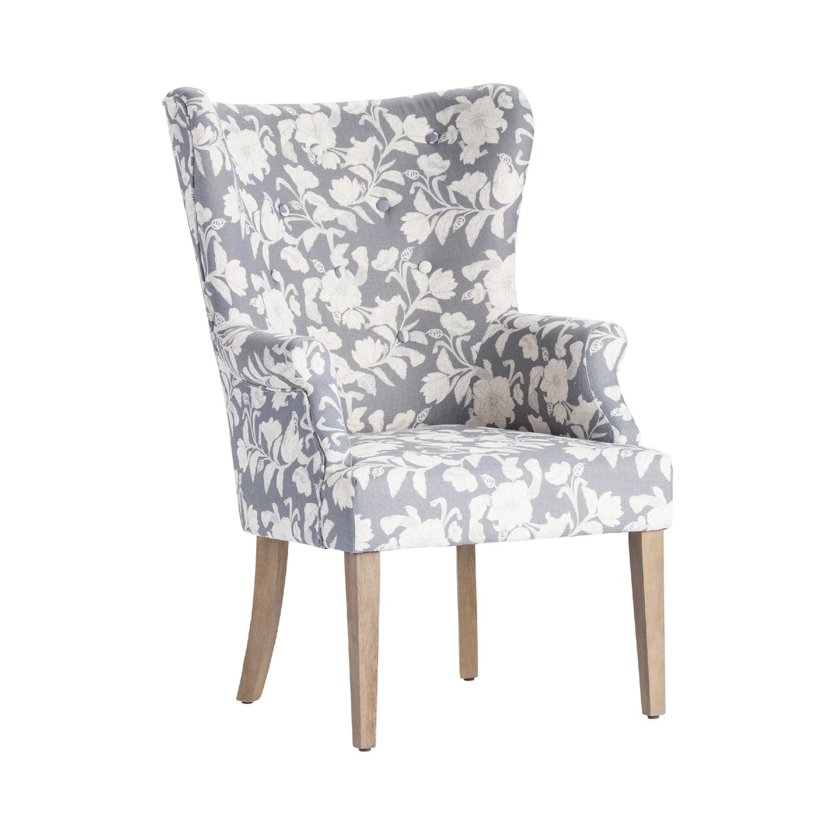 Heatherbrook Floral Pattern Grey Wingback Chair
