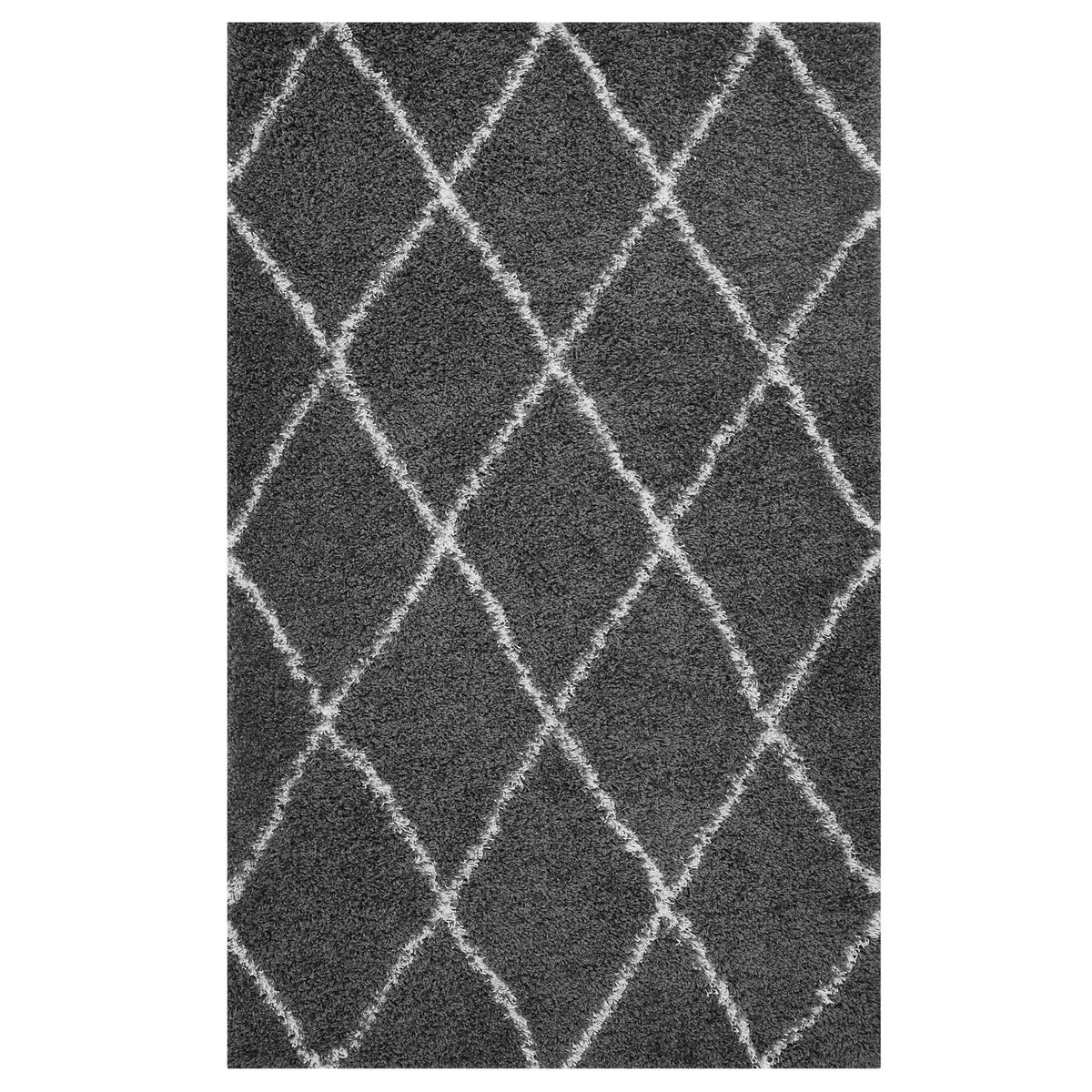 Toryn Diamond Lattice 8x10 Shag Area Rug in Dark Grey