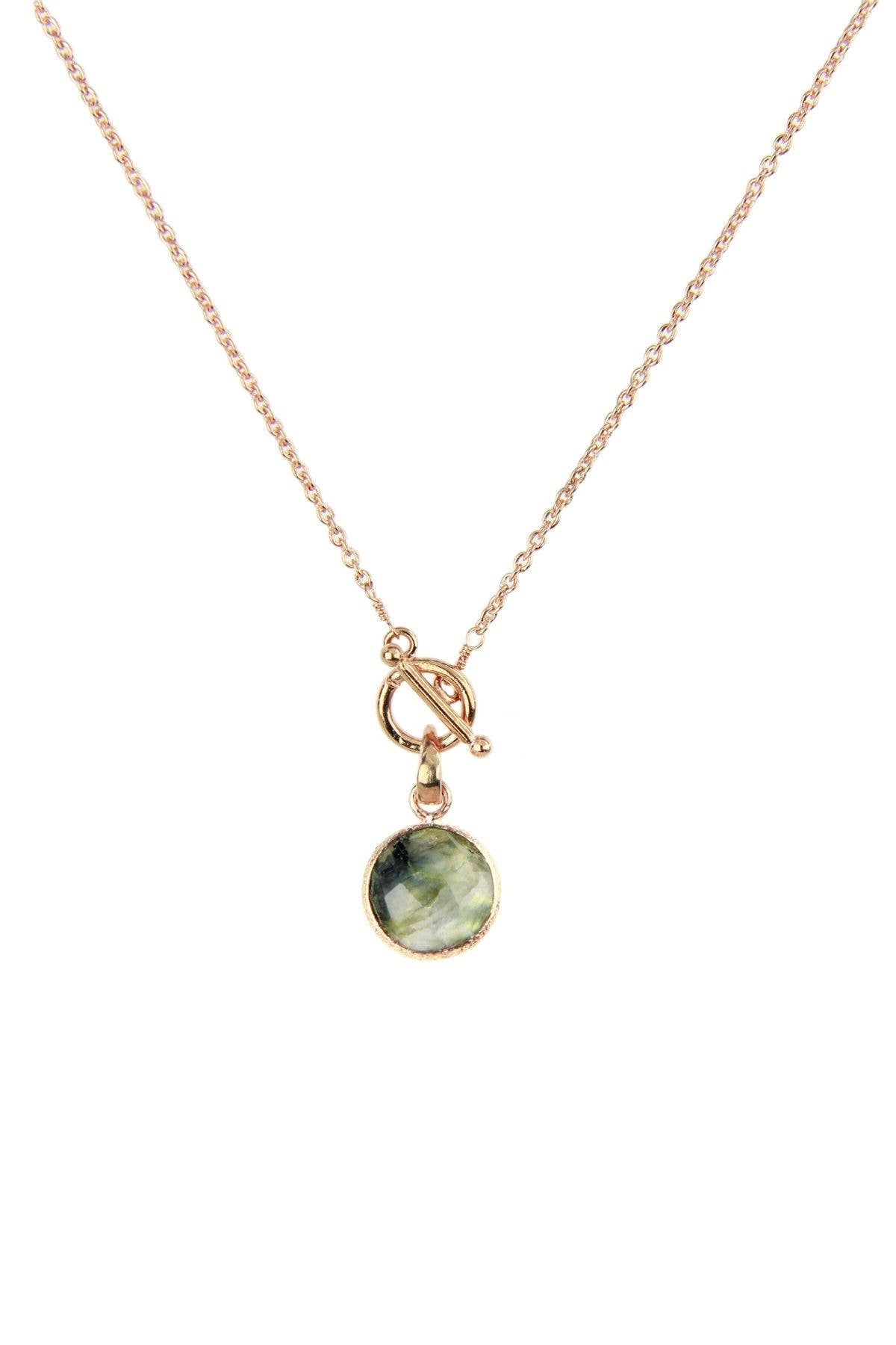 Round Gemstone Pendant Necklace Grey