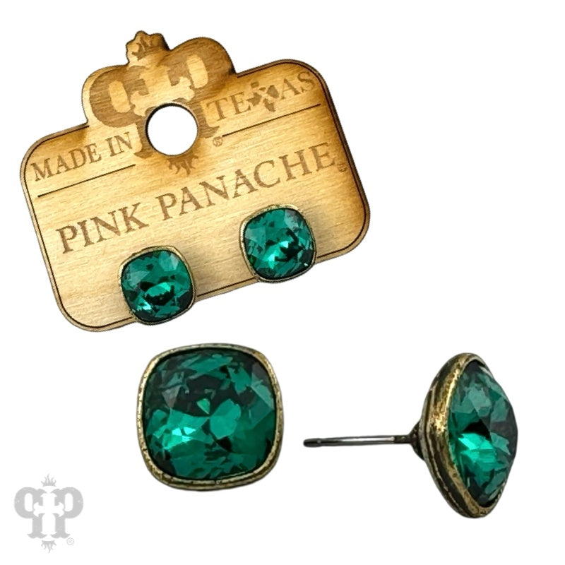 Emerald/Bronze Square Earring