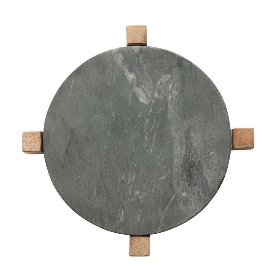 Marble Serving Board with Mango Wood Stand — alternate view 3