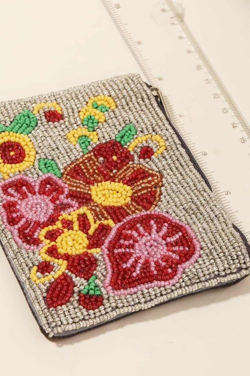 Floral Seed Beaded Pattern Coin Purse — alternate view 2