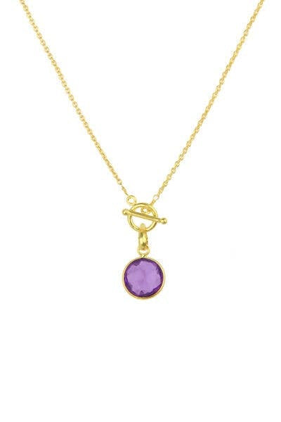 Round Gemstone Pendant Necklace Grey — alternate view 4