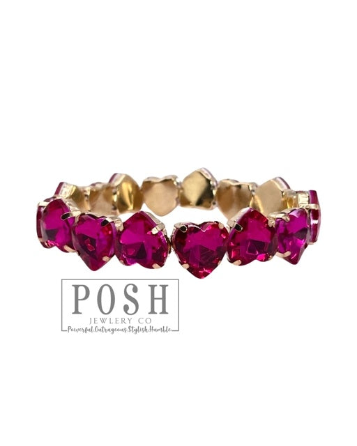 Heart Rhinestone Stretch Bracelet